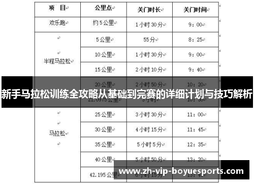 新手马拉松训练全攻略从基础到完赛的详细计划与技巧解析